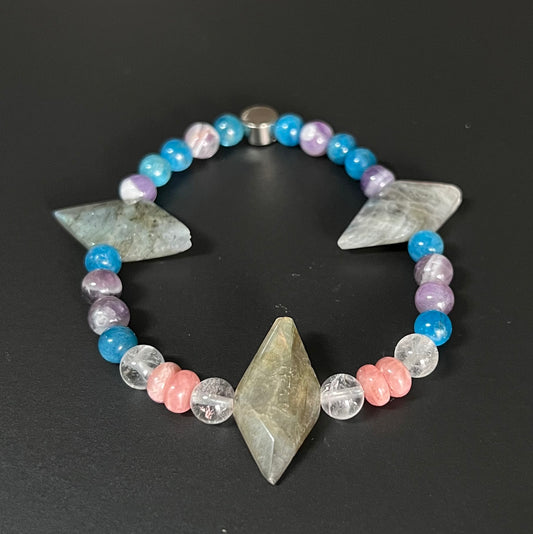 Labradorite, Dream Amethyst, Blue Apatite, Rhodochrosite and Angola Quartz  ~  Hera  ~