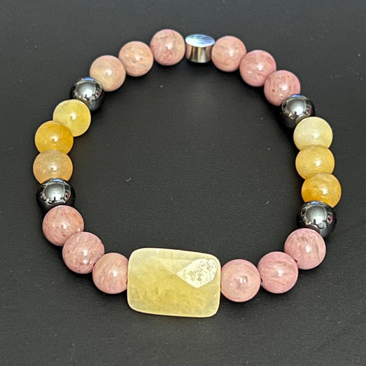 Yellow Aventurine, Hematite and Rhodonite ~ Athena ~