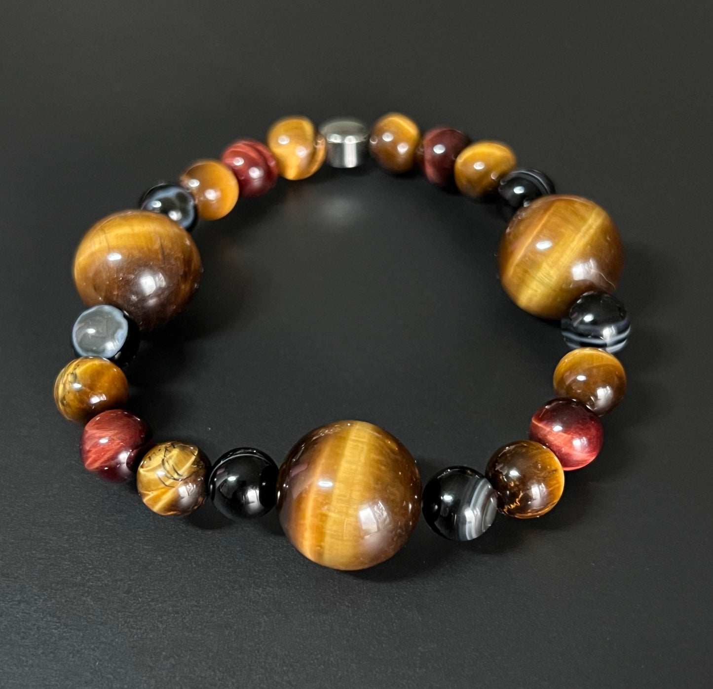 Yellow Tigers Eye, Red Tigers Eye and Black Lace Agate   ~   Bastet   ~