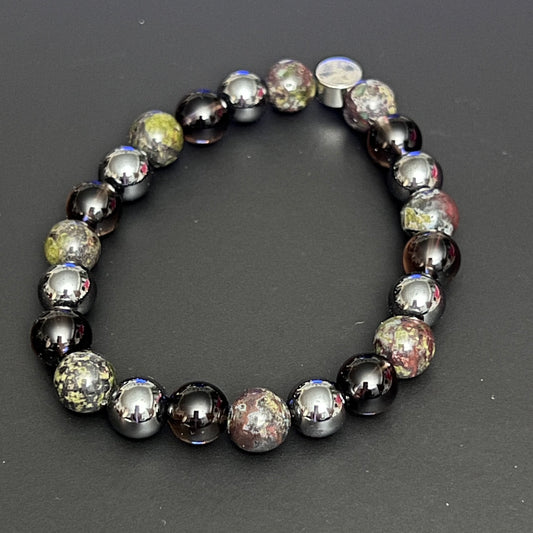 Reset Button - Dragon Blood Jasper, Hematite and Smokey Quartz