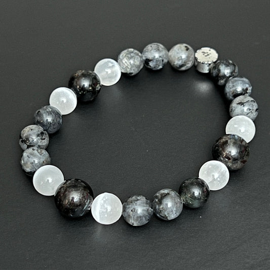 Aura Shield - Rainbow Moonstone, Labradorite and Silver Obsidian