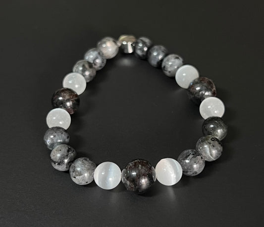 Arfvedsonite, Satin Spar and Larvikite   ~  Hecate  ~