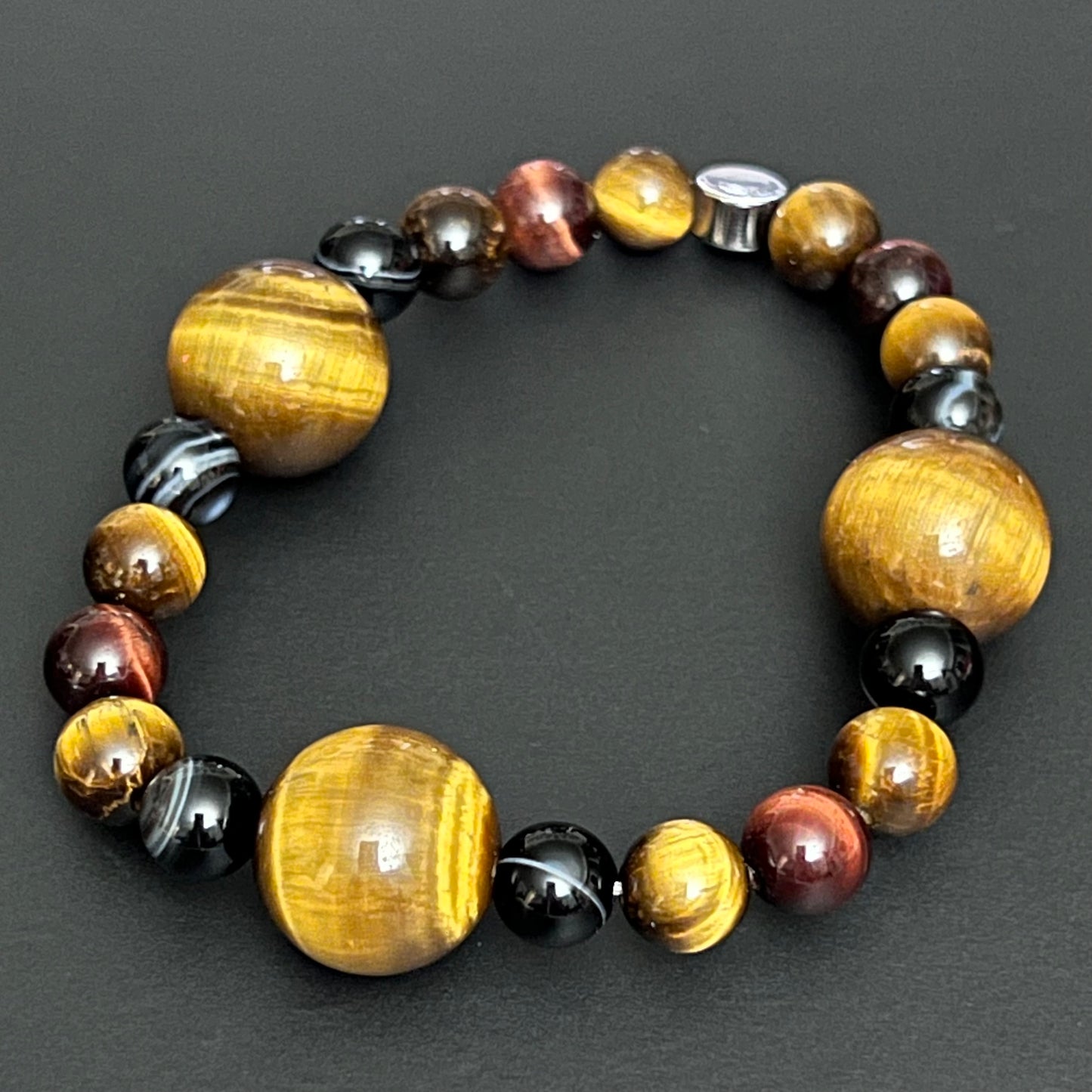 Yellow Tigers Eye, Red Tigers Eye and Black Lace Agate   ~   Bastet   ~