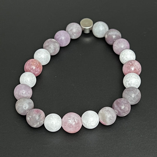 Lepidolite, Kunzite and White Jade ~ Nut ~