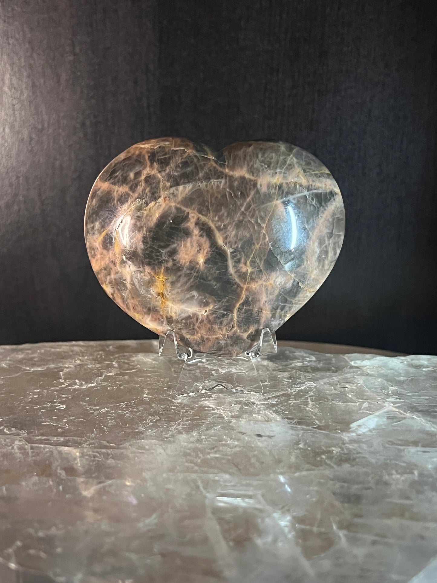 Black Moonstone Heart