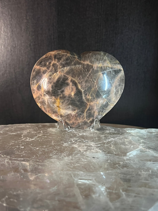 Black Moonstone Heart