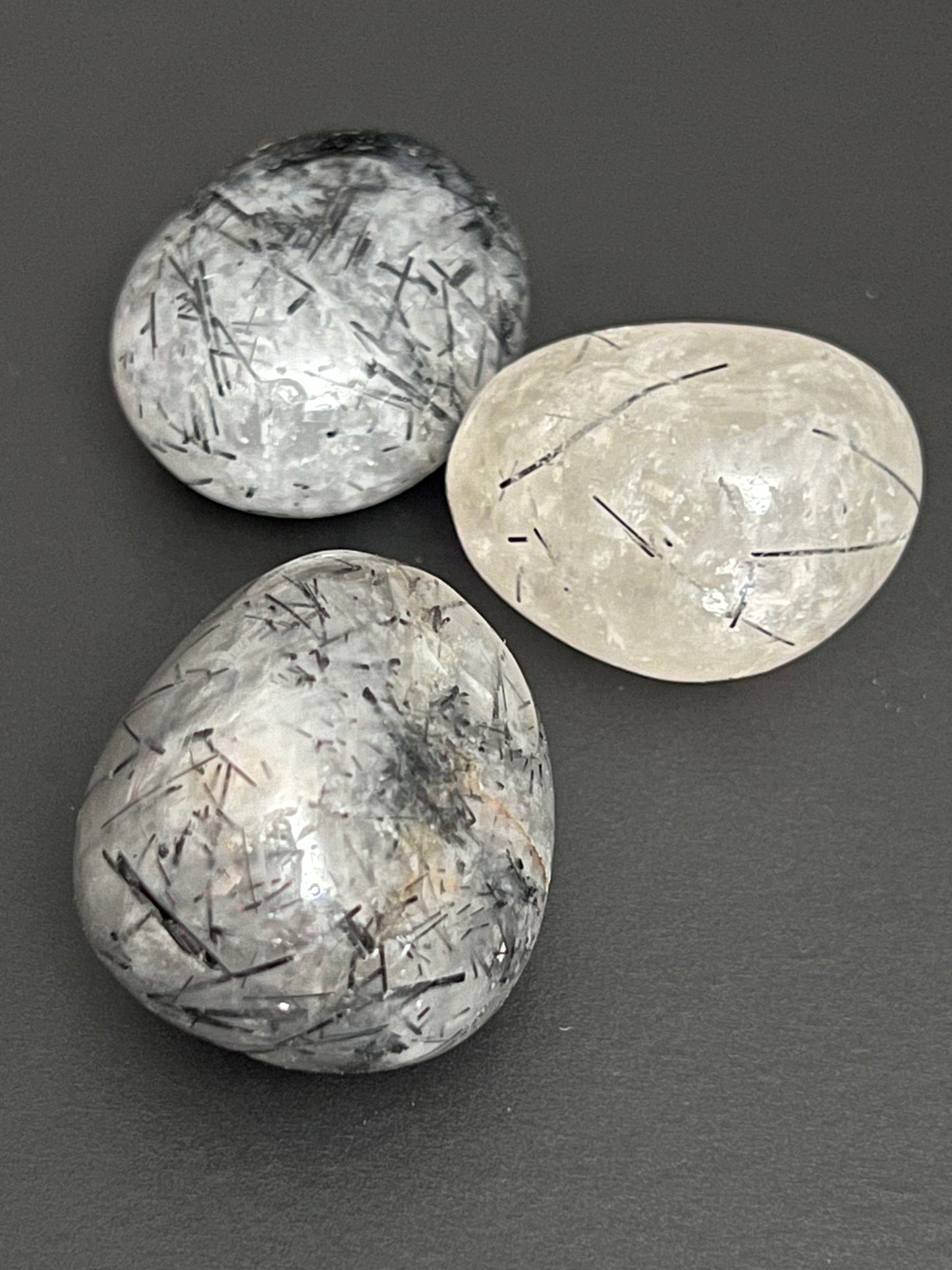 Black Tourmilated Quartz Tumble