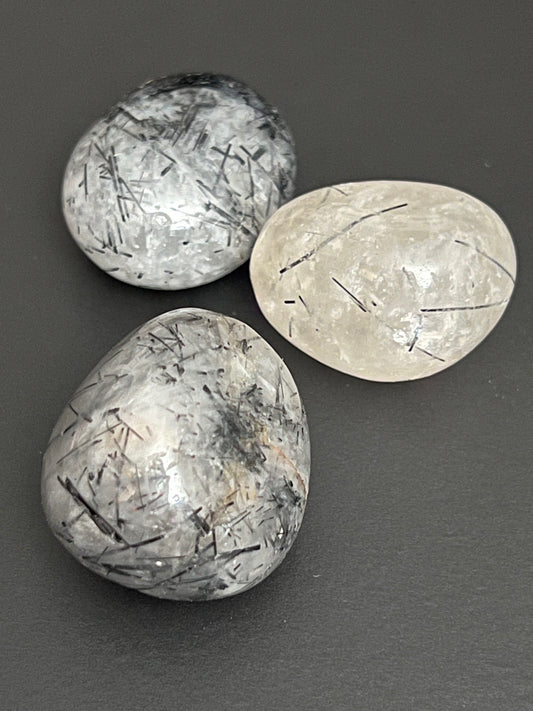 Black Tourmilated Quartz Tumble