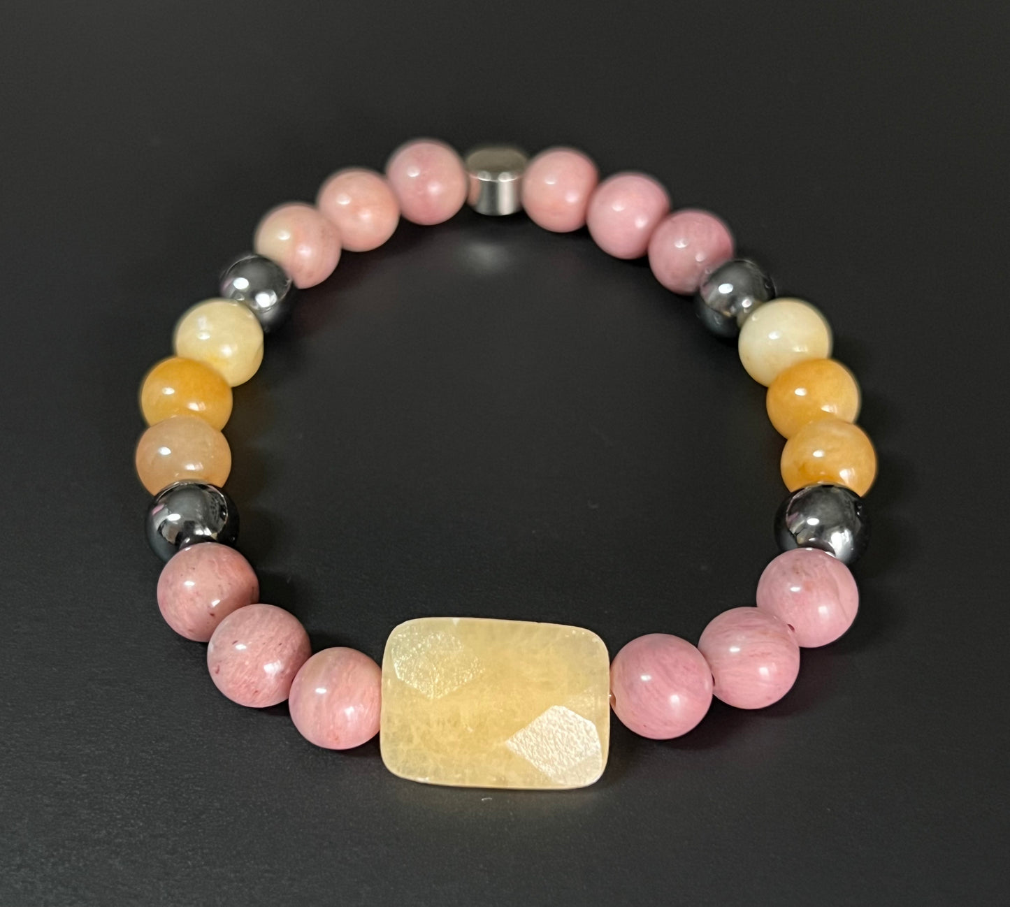 Yellow Aventurine, Hematite and Rhodonite  ~  Athena  ~