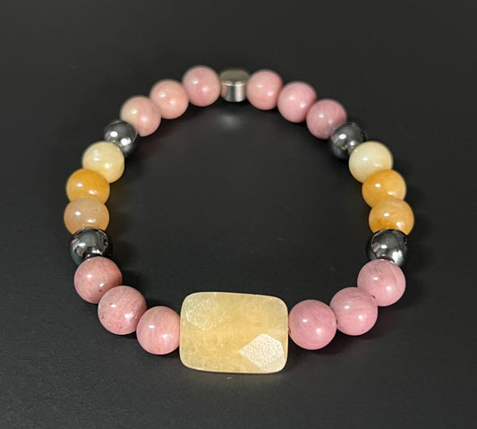Yellow Aventurine, Hematite and Rhodonite ~ Athena ~