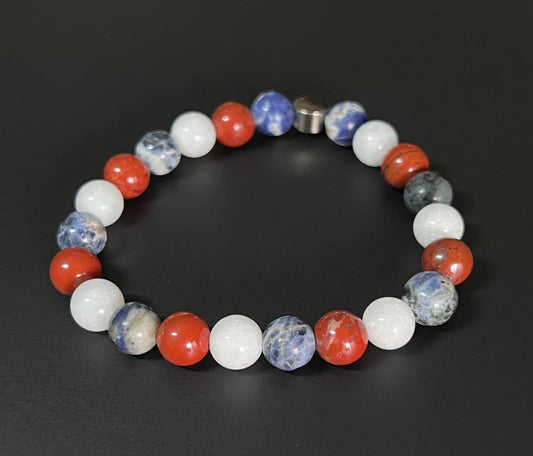 Engineer your Path - Red Jasper, White Jade and Sodalite
