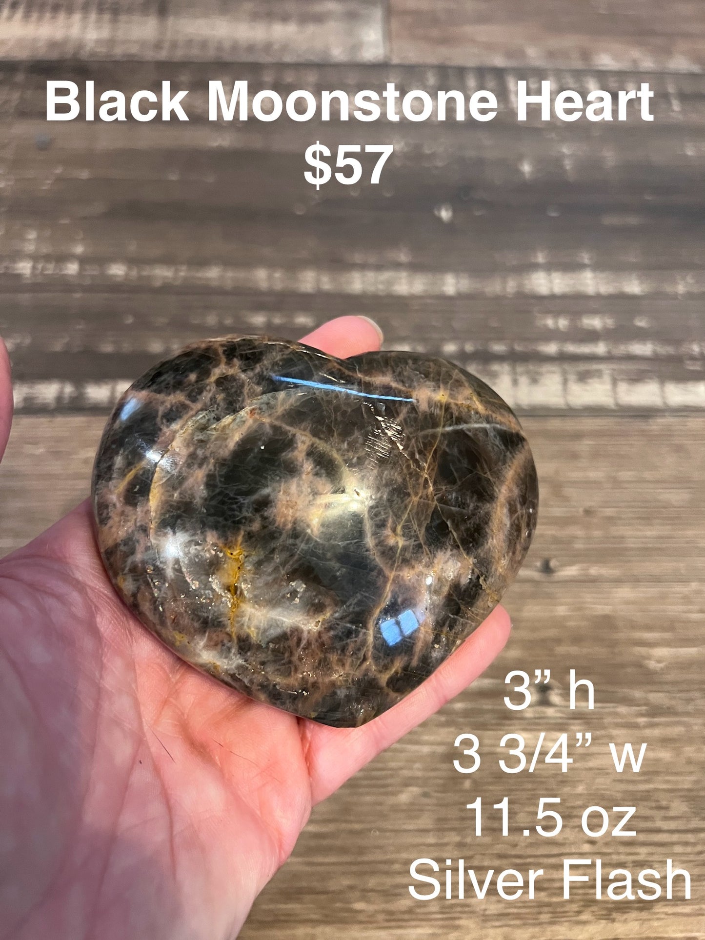 Black Moonstone Heart