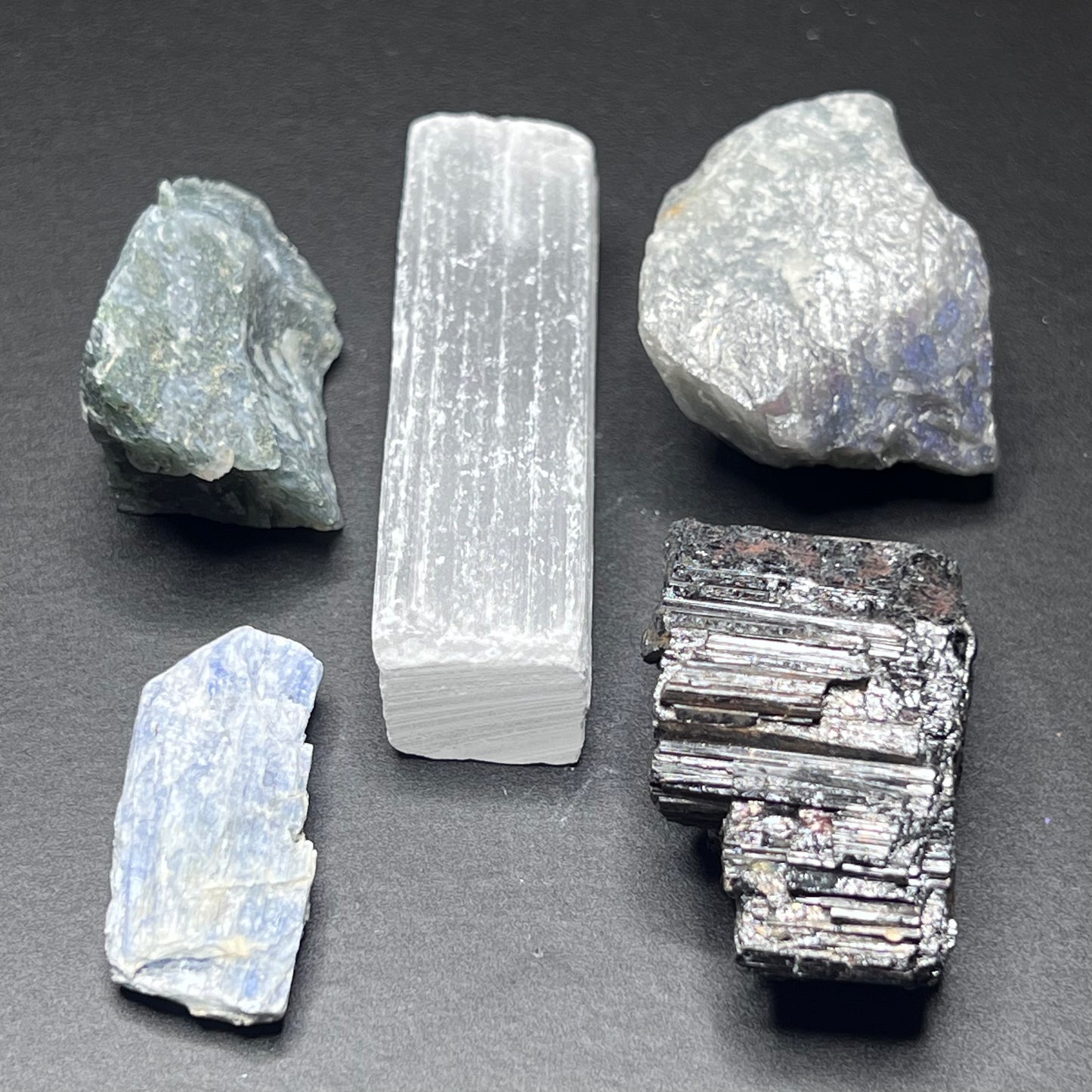 Cleanse and Refresh Tumble Pack - Moss Agate, Labradorite, Black Tourmaline, Blue Kyanite and Satin Spar