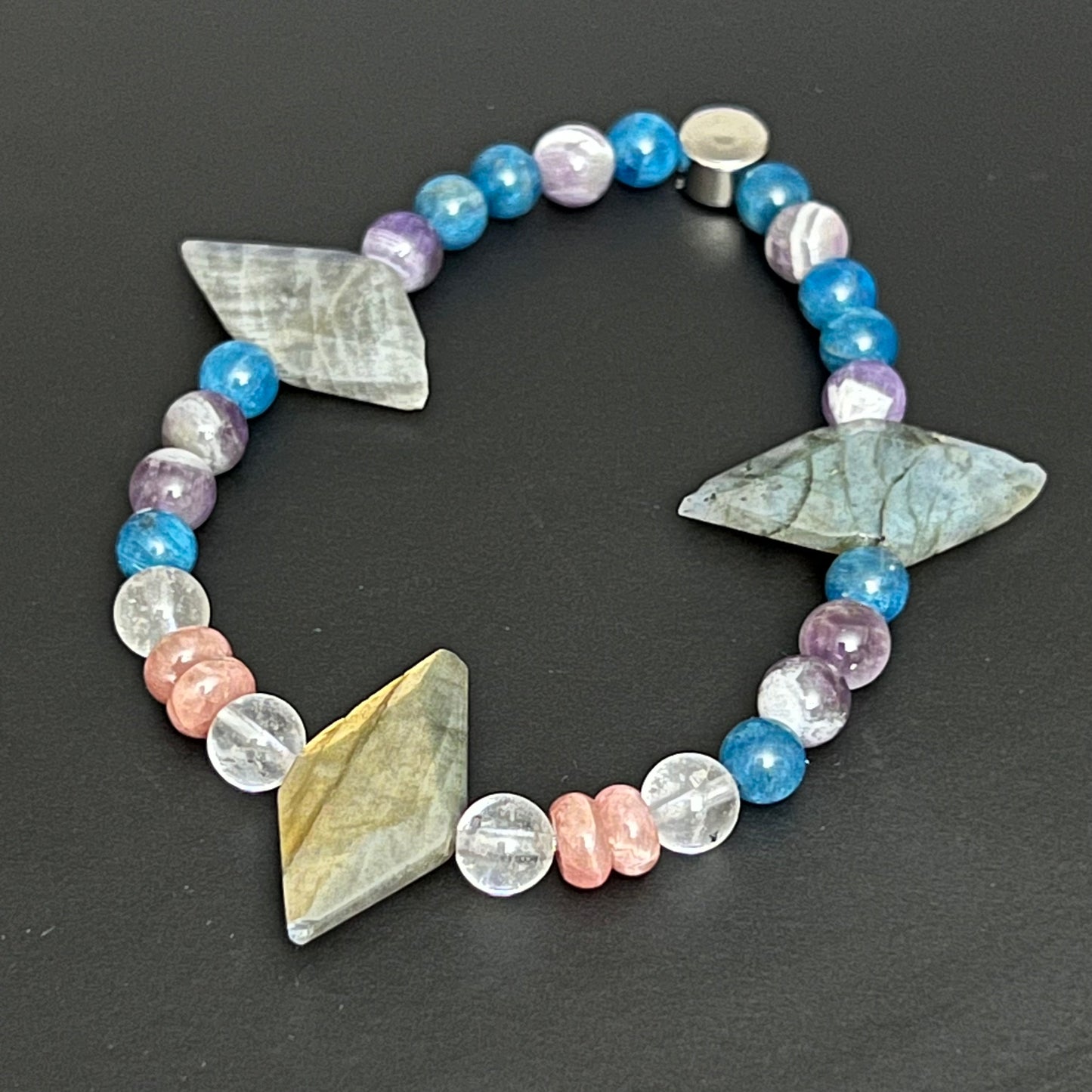 Labradorite, Dream Amethyst, Blue Apatite, Rhodochrosite and Angola Quartz  ~  Hera  ~