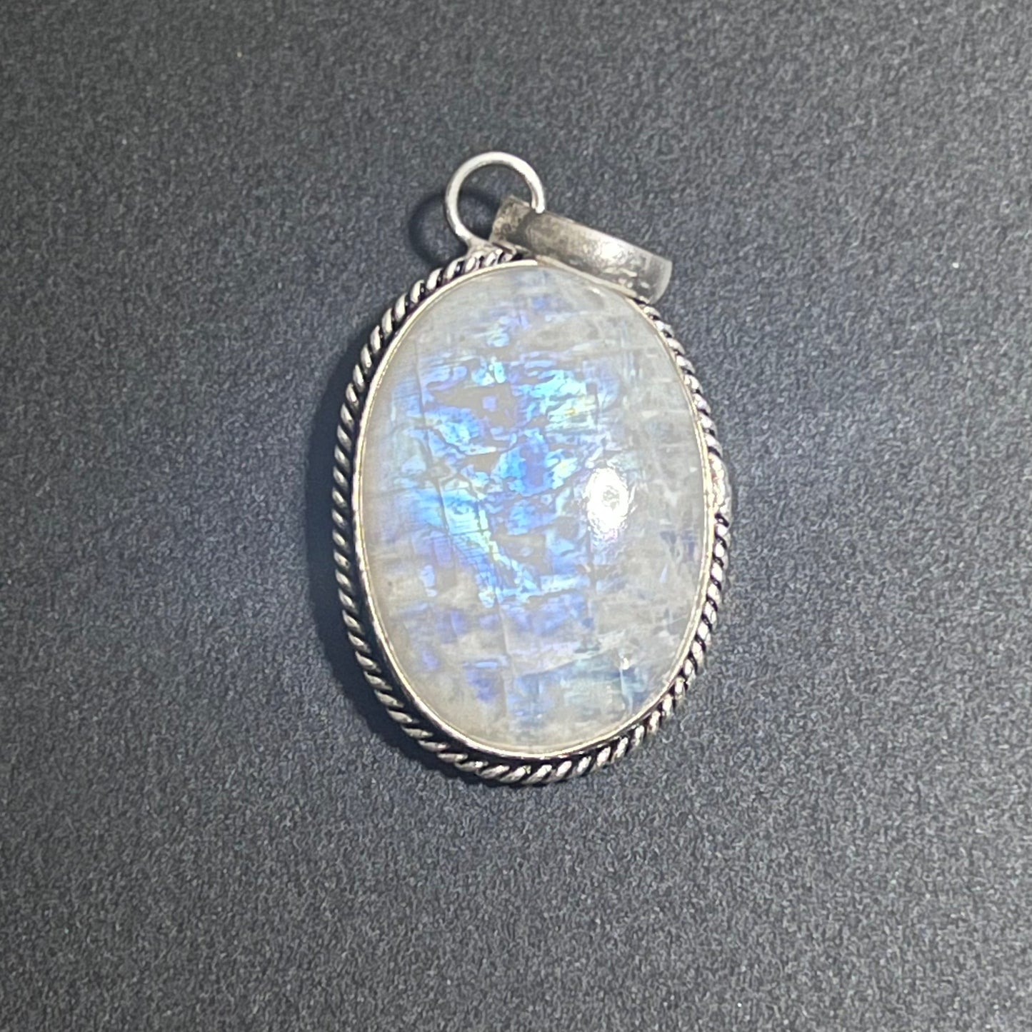Rainbow Moonstone Oval Pendant