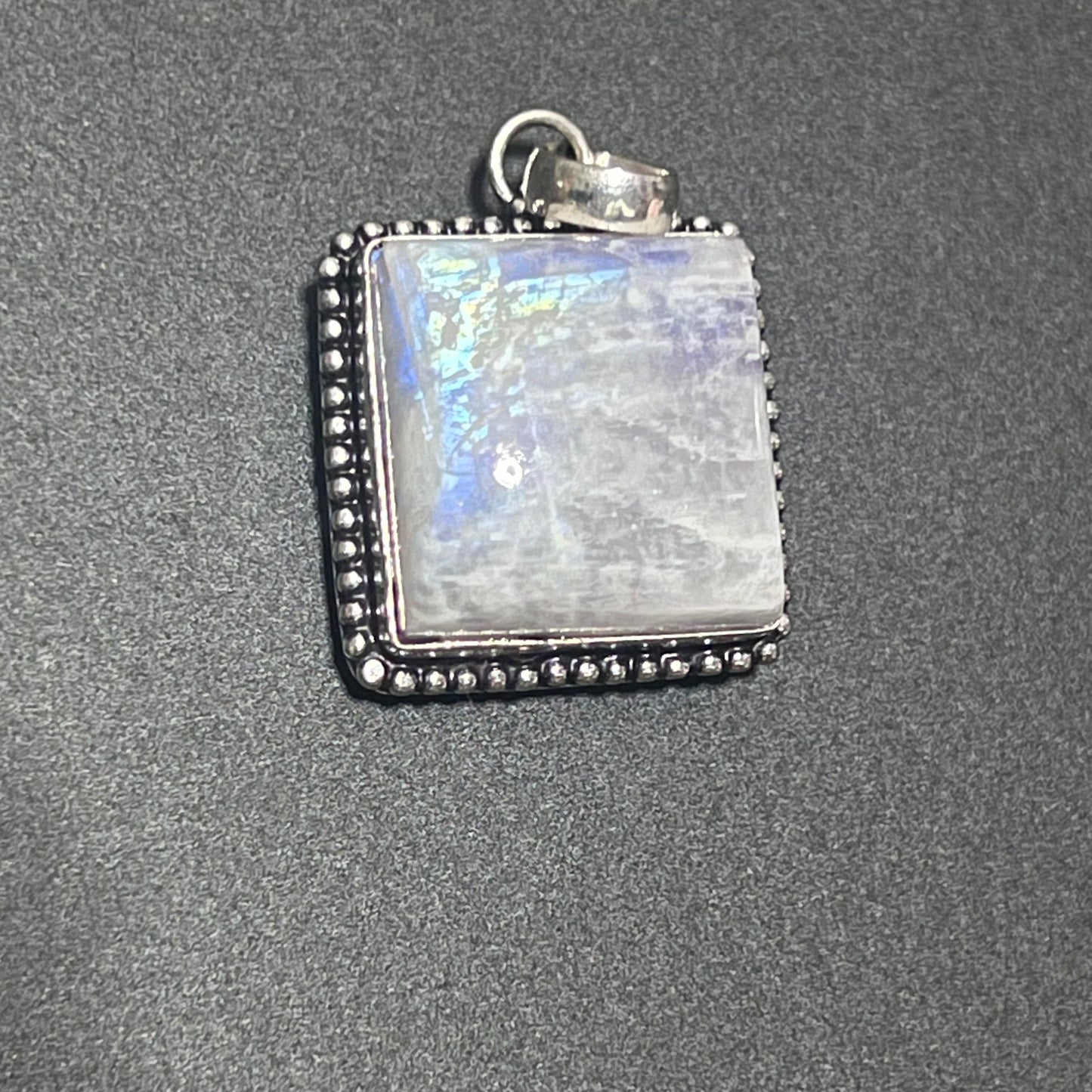 Rainbow Moonstone Square Pendant