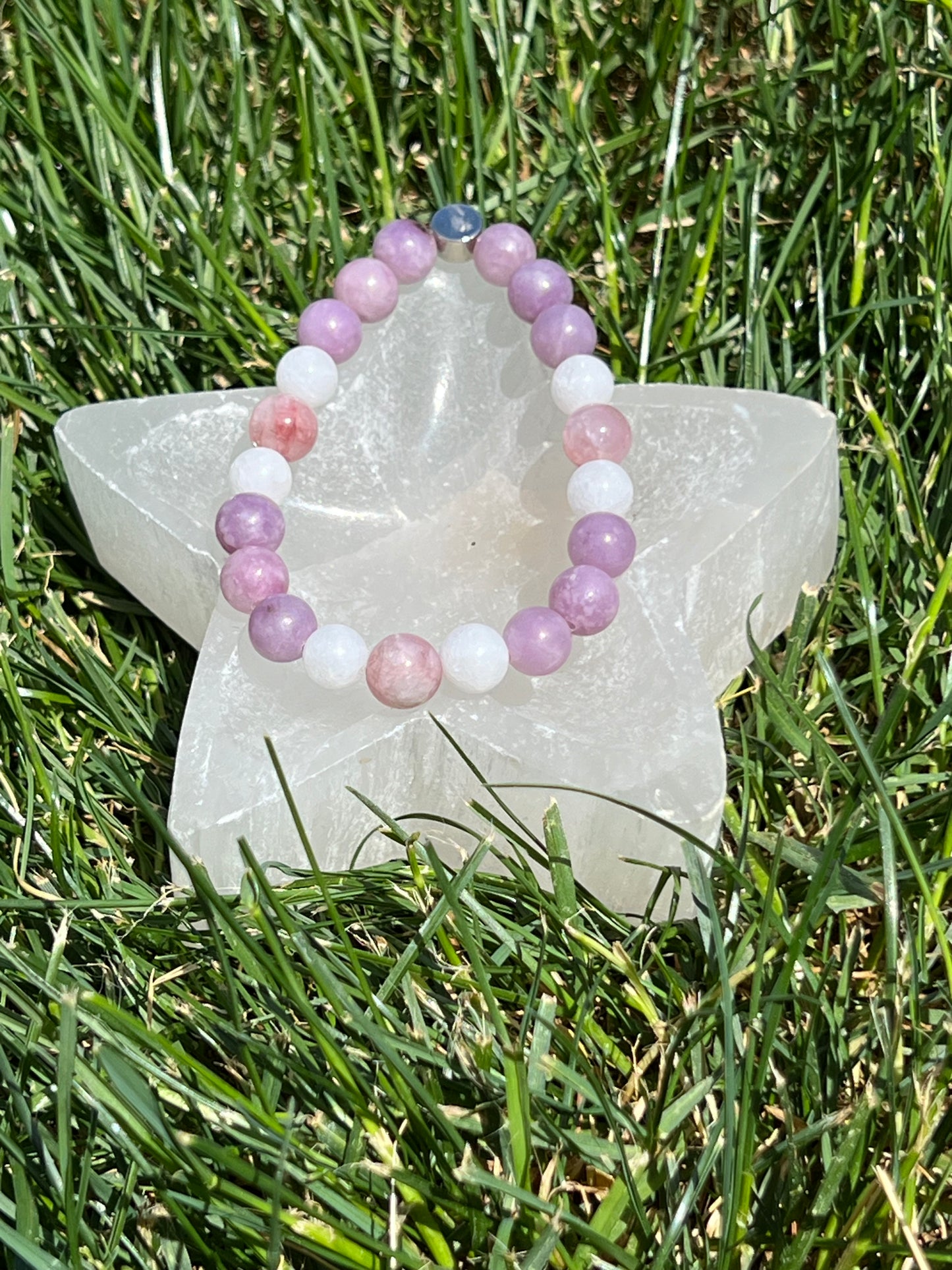 Lepidolite, Kunzite and White Jade  ~  Nut  ~