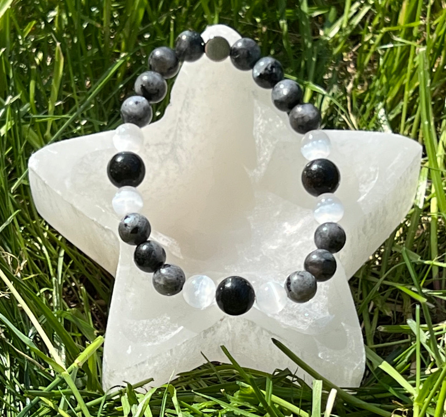 Arfvedsonite, Satin Spar and Larvikite   ~  Hecate  ~