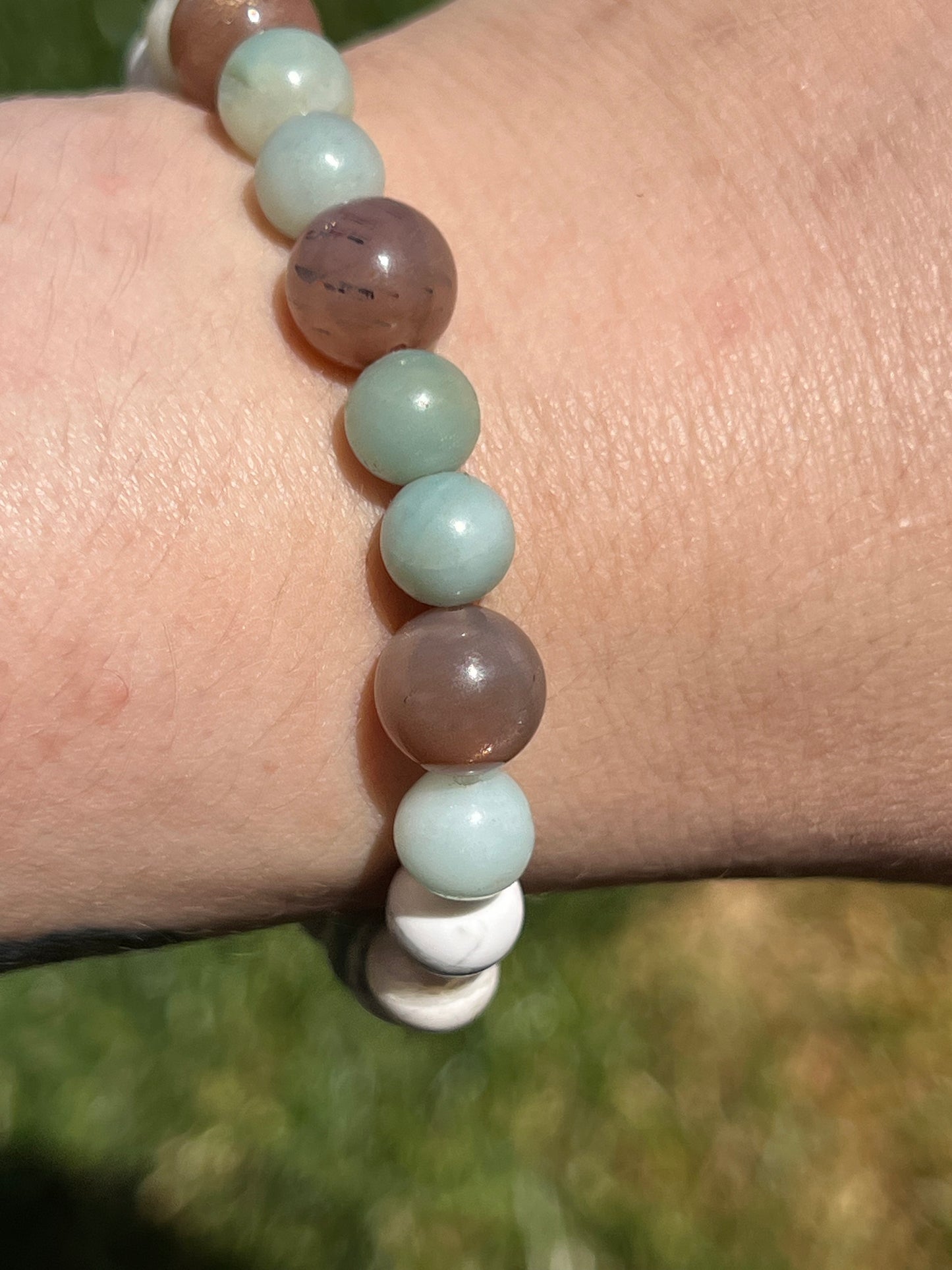 Amazonite, Sunstone and Howlite. ~  Isis  ~