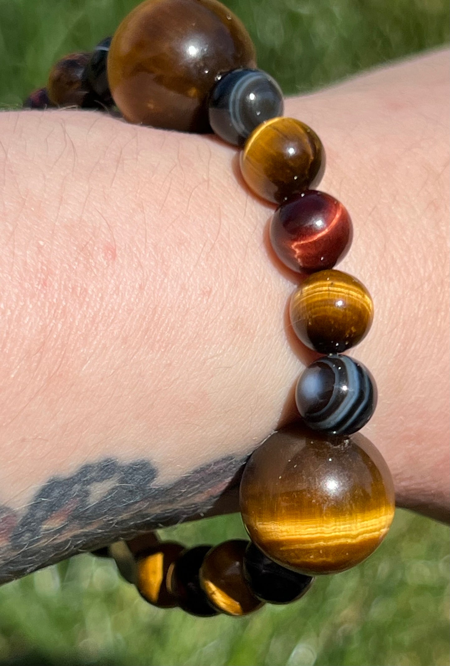 Yellow Tigers Eye, Red Tigers Eye and Black Lace Agate   ~   Bastet   ~