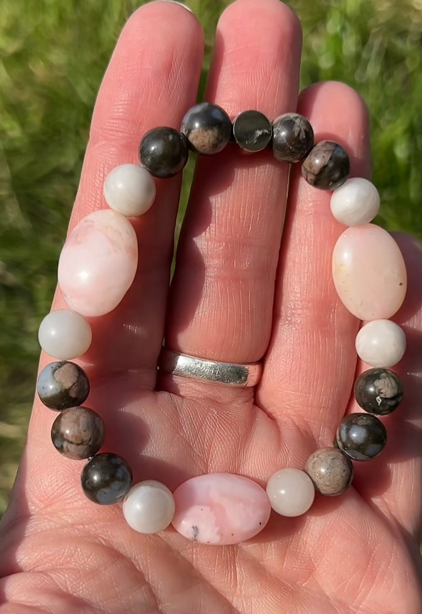 Pink Opal, Que Sera and White Lace Agate  ~  Aphrodite  ~