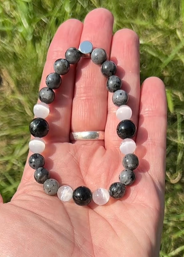 Arfvedsonite, Satin Spar and Larvikite   ~  Hecate  ~