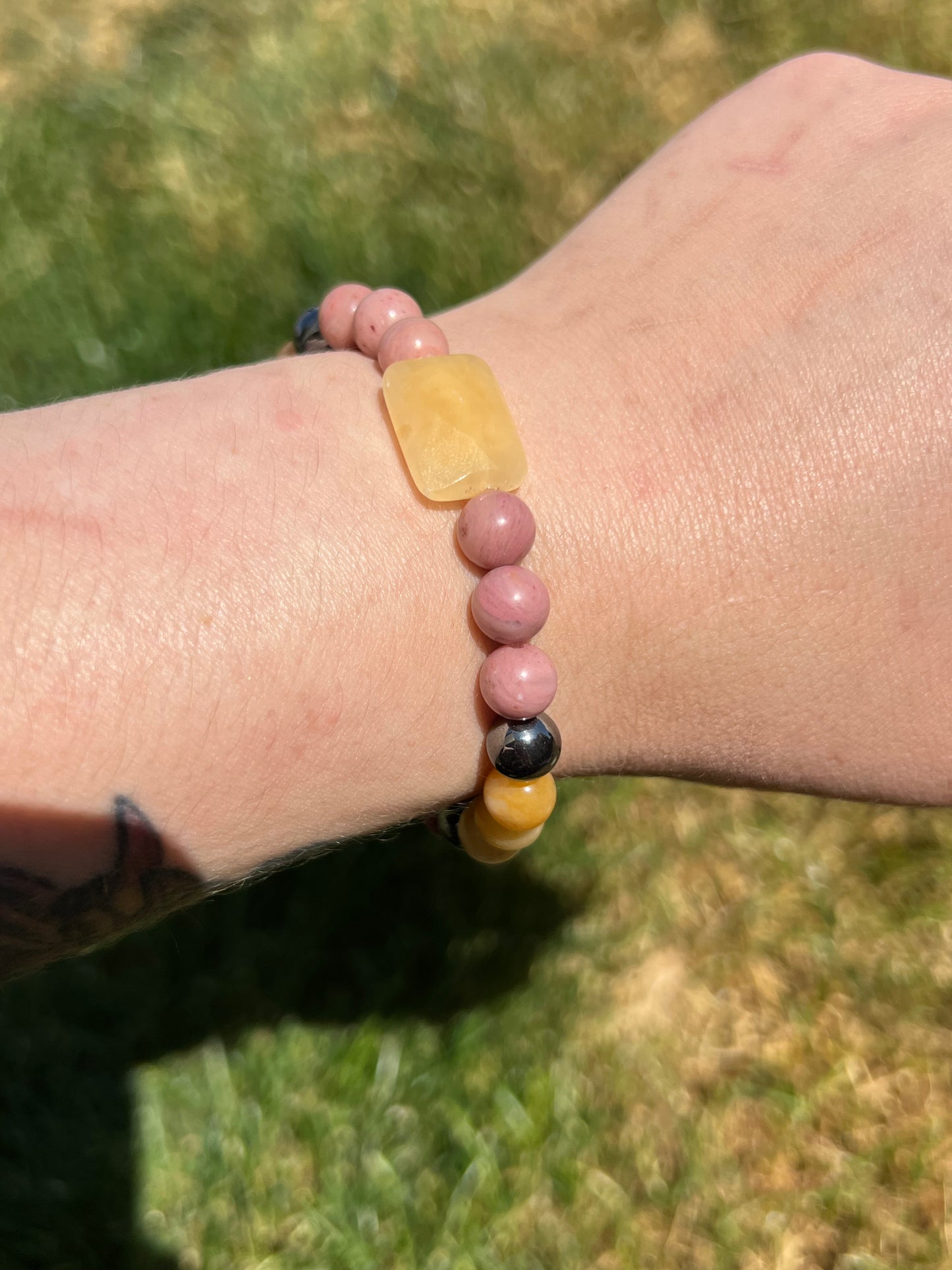 Yellow Aventurine, Hematite and Rhodonite  ~  Athena  ~