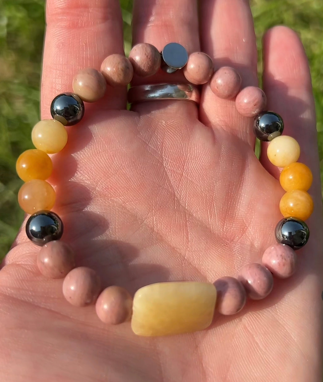 Yellow Aventurine, Hematite and Rhodonite  ~  Athena  ~