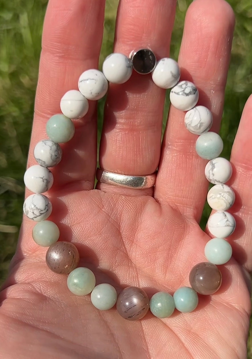 Amazonite, Sunstone and Howlite. ~  Isis  ~