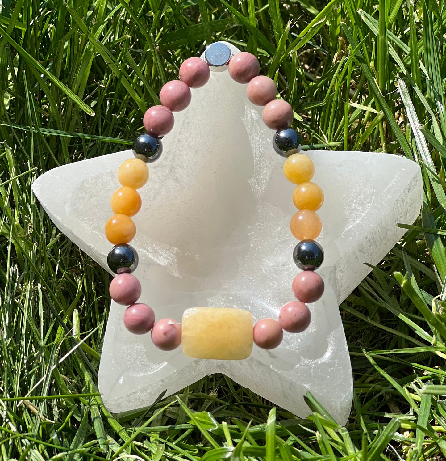 Yellow Aventurine, Hematite and Rhodonite  ~  Athena  ~