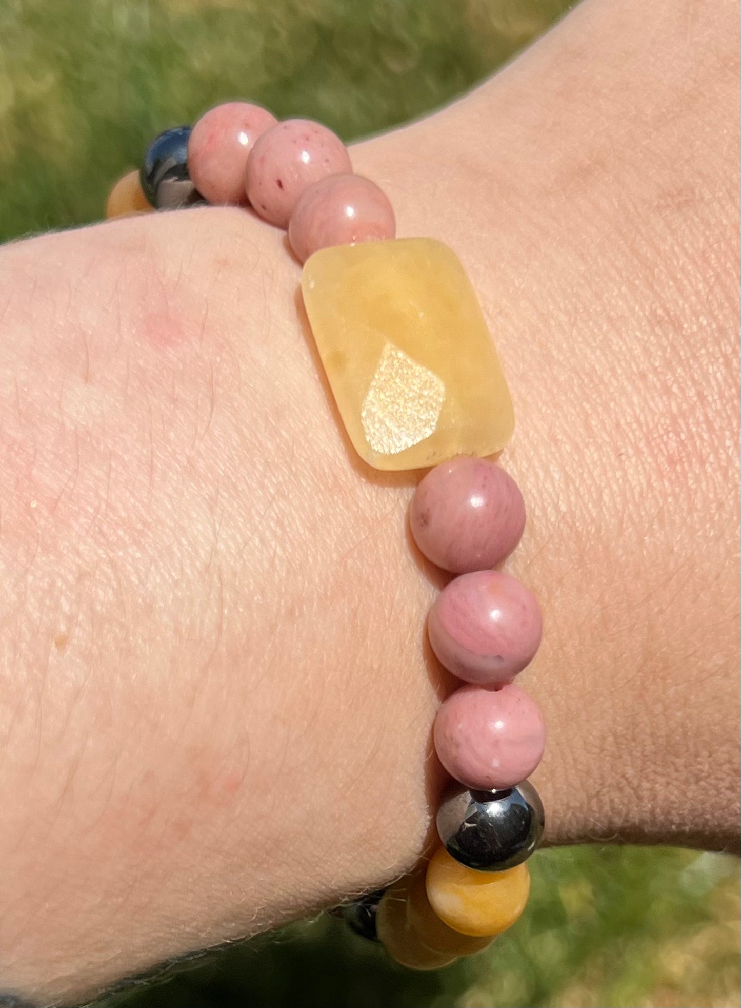 Yellow Aventurine, Hematite and Rhodonite  ~  Athena  ~