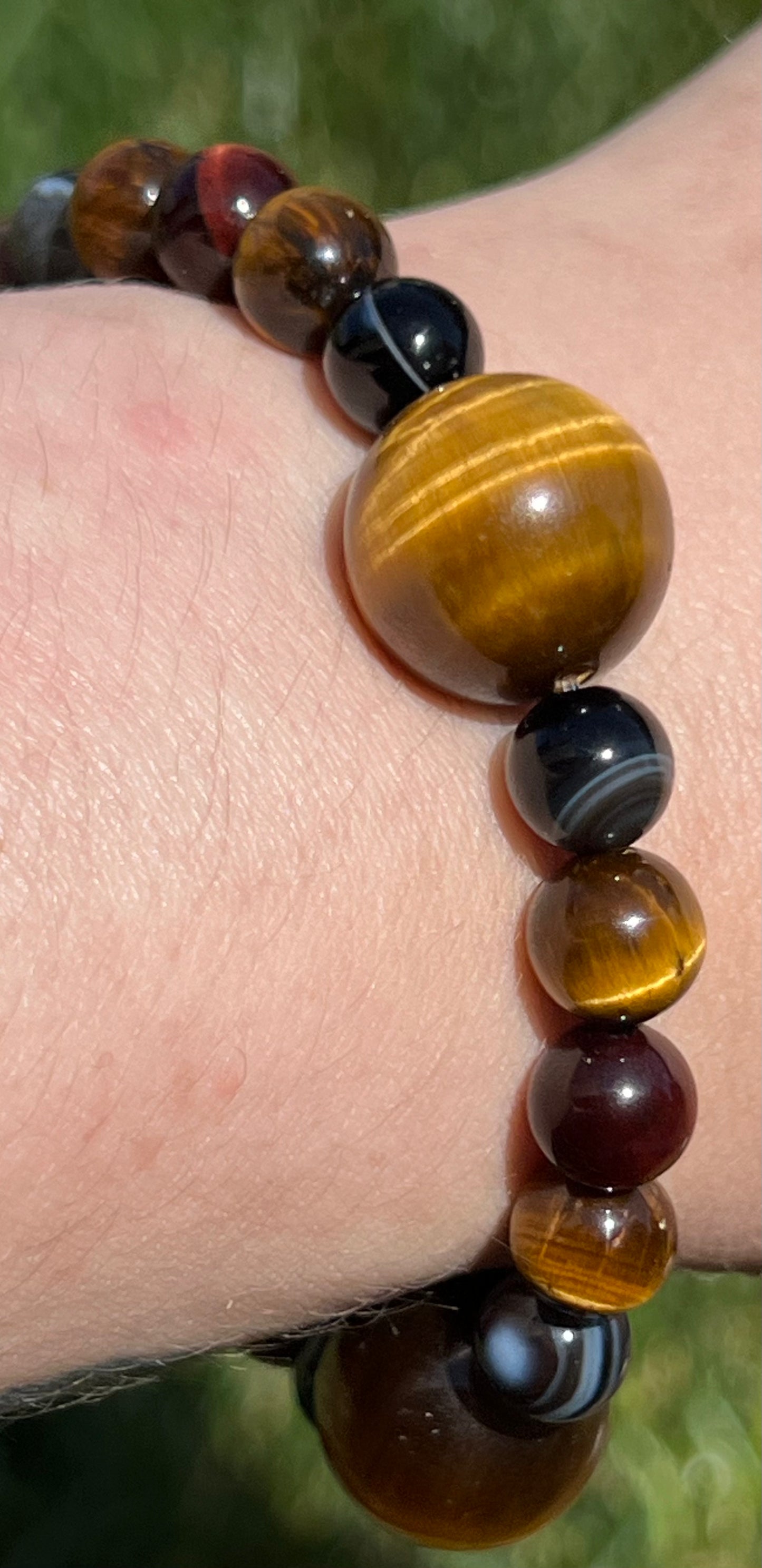 Yellow Tigers Eye, Red Tigers Eye and Black Lace Agate   ~   Bastet   ~