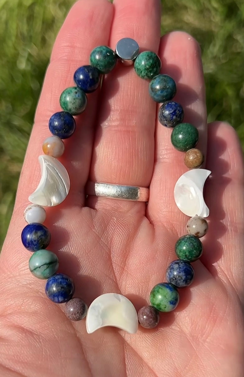 Mother of Pearl, Ocean Jasper, Lapis Lazuli and Chrysocolla