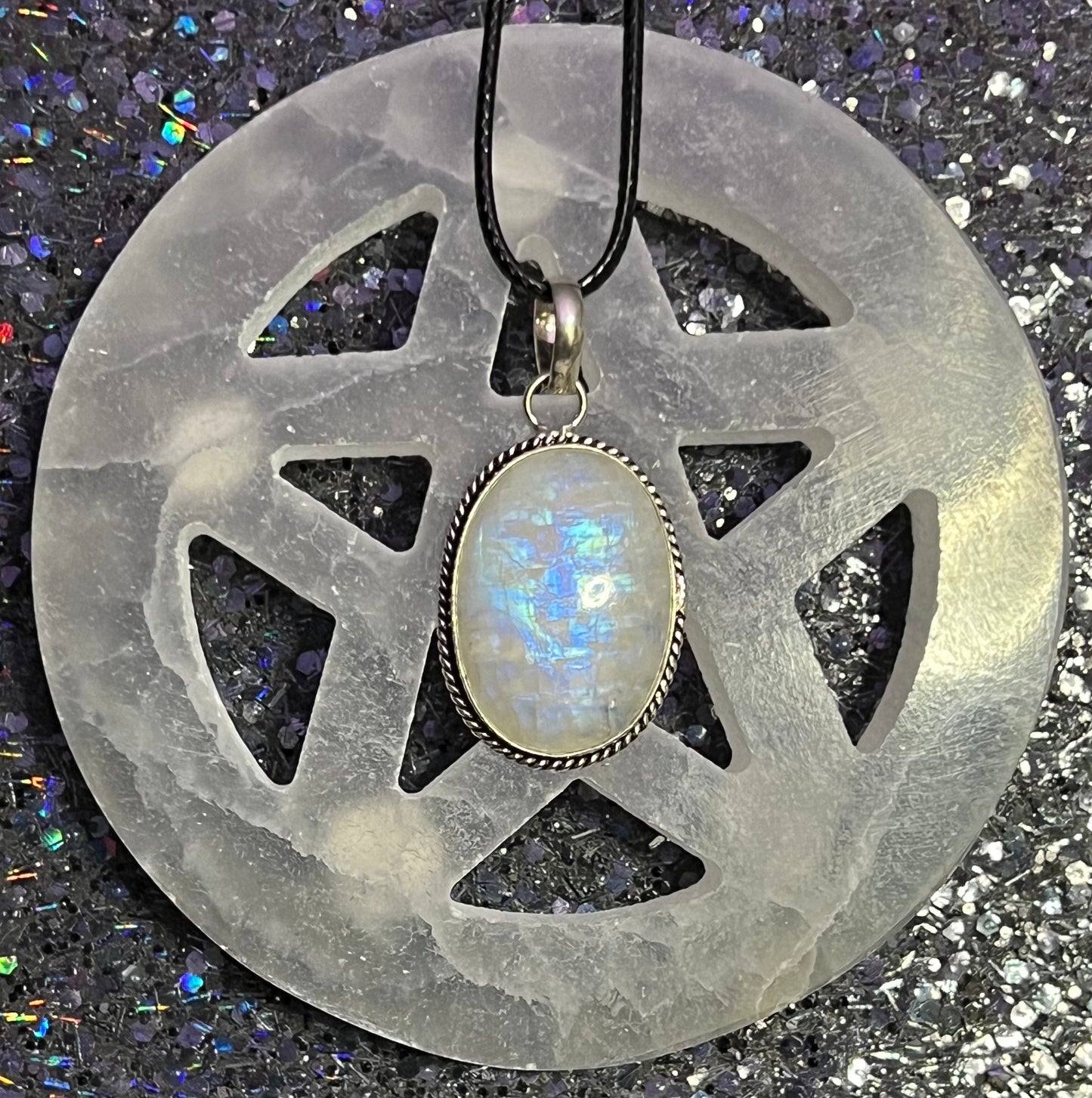 Rainbow Moonstone Oval Pendant