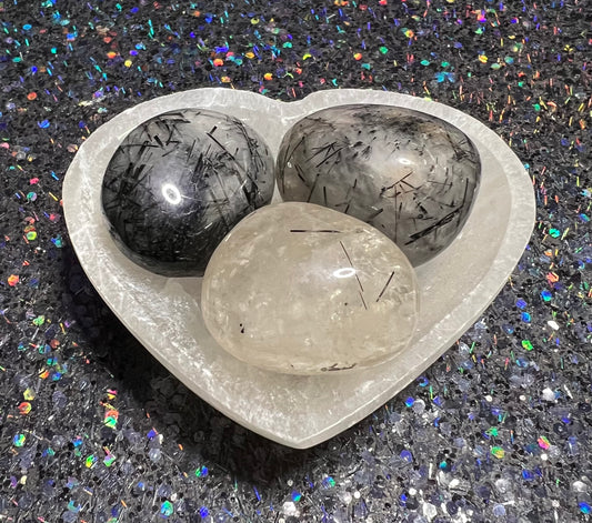 Black Tourmilated Quartz Tumble