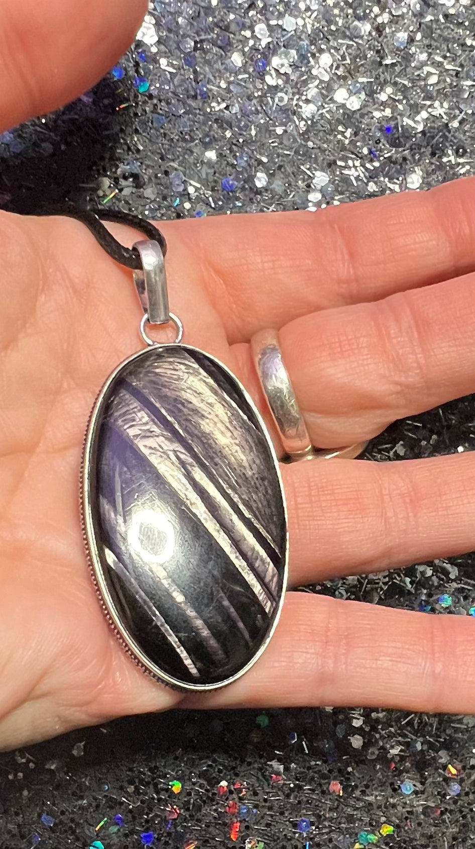 Hypersthene Large Oval Pendant