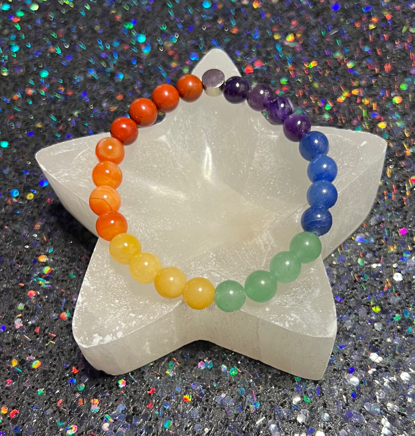 Chakra - Red Jasper, Carnelian, Yellow Aventurine, Green Aventurine, Blue Aventurine and Dream Amethyst