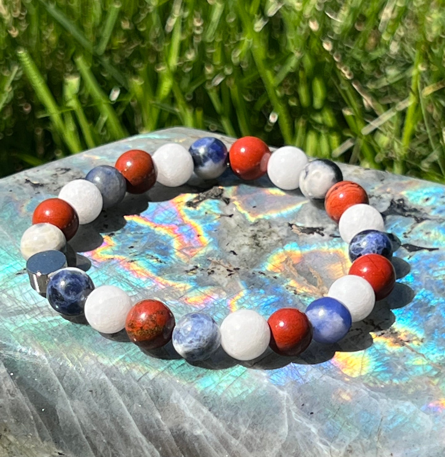 Engineer your Path - Red Jasper, White Jade and Sodalite